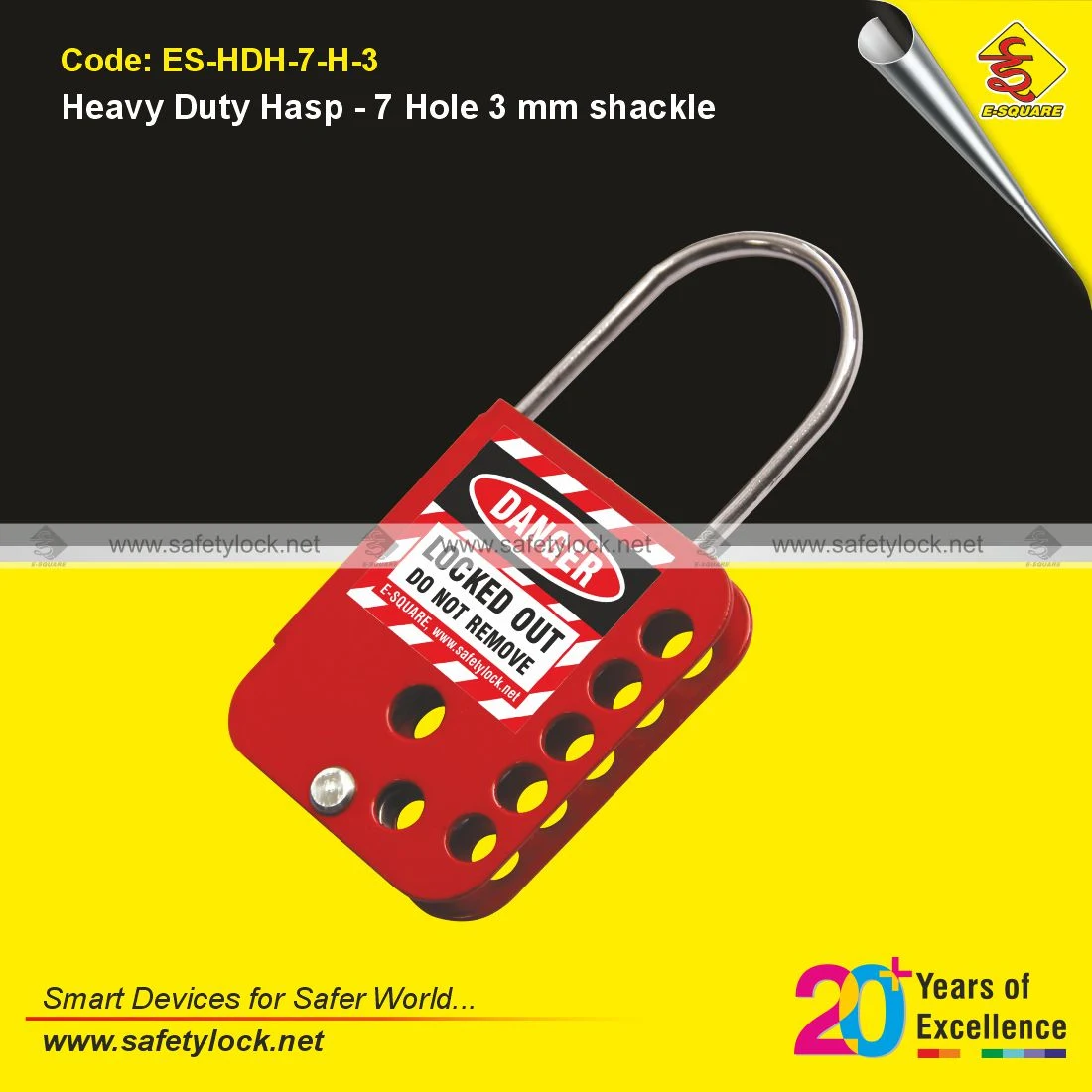Heavy-Duty Stainless-Steel Lockout Hasp with 7 Hole 3mm Shackle for Lockout Tagout Safety Applications