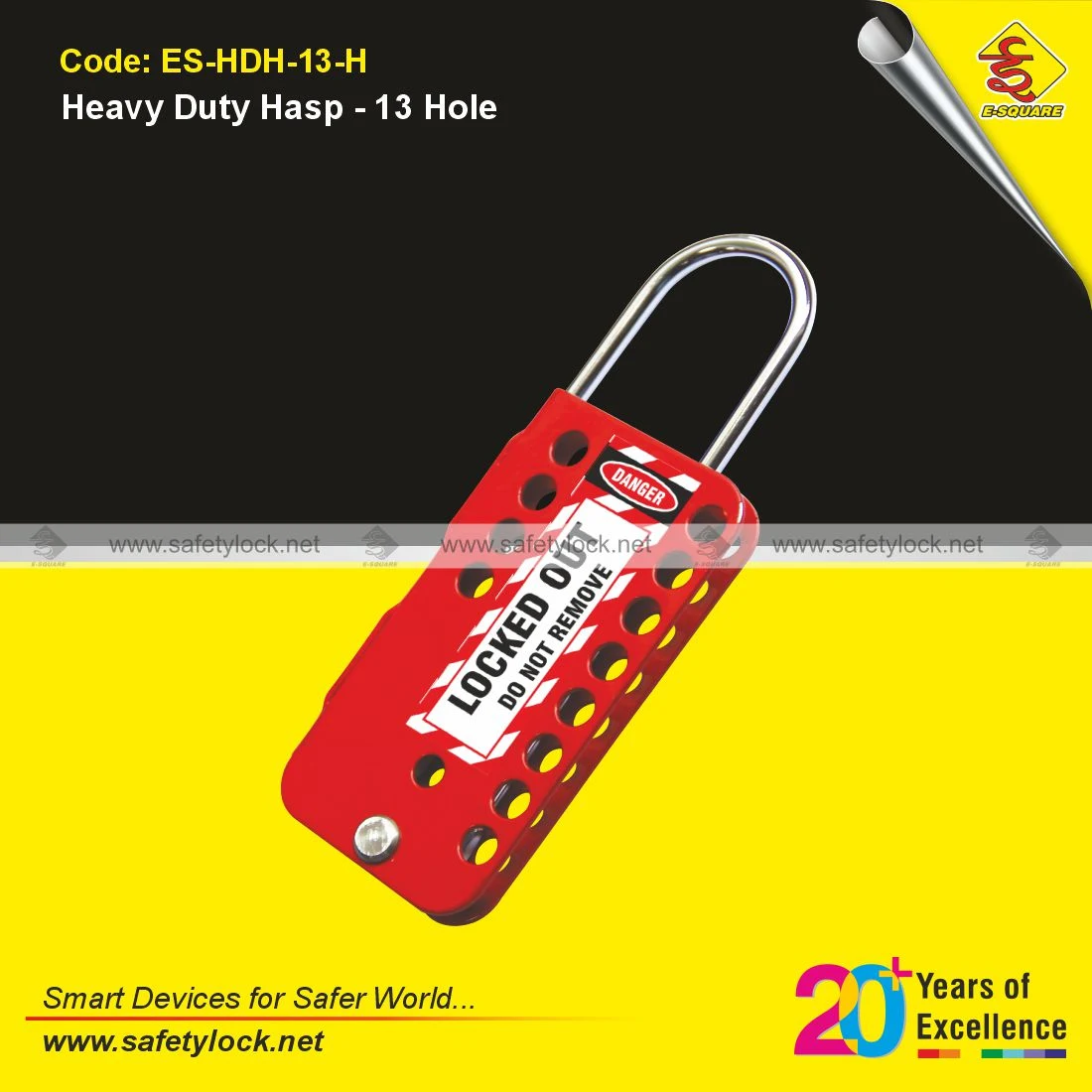 Heavy-Duty Stainless-Steel Lockout Hasp with 13 Hole Design for LOTO Safety and Group Lockout Applications