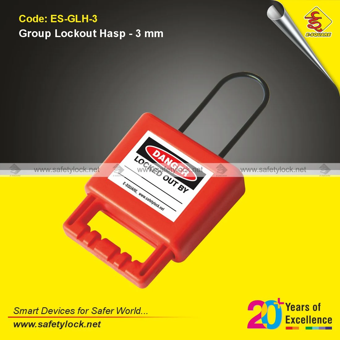Non-Conductive Group Lockout Hasp with 3mm Shackle for Lockout Tagout and Electrical Isolation Applications