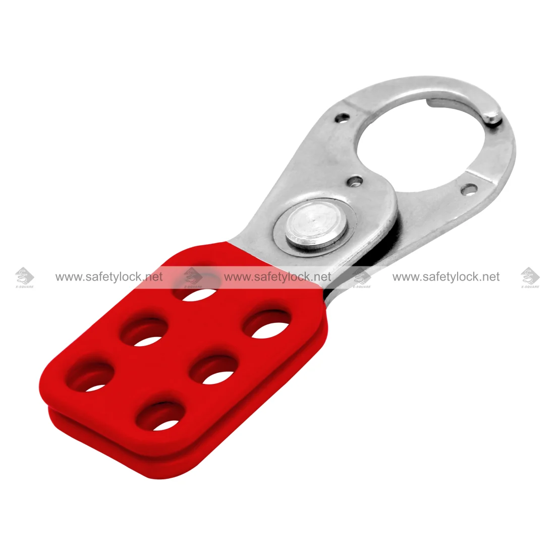 Red Vinyl Coated Small Lockout Hasp for Industrial LOTO Safety, Equipment Isolation, and Safe Maintenance Procedures by E-Square