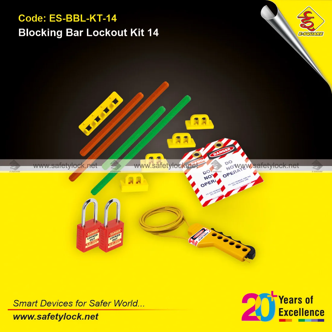 blocking bar LOTO kit with lockout tagout devices