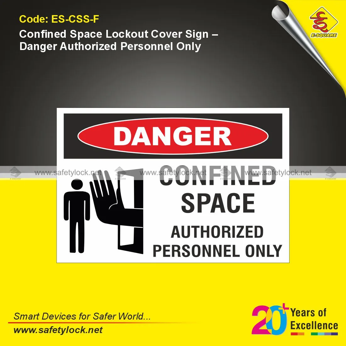 Confined Space Lockout Cover Sign with Danger Authorized Personnel Only Message for Workplace Safety Compliance