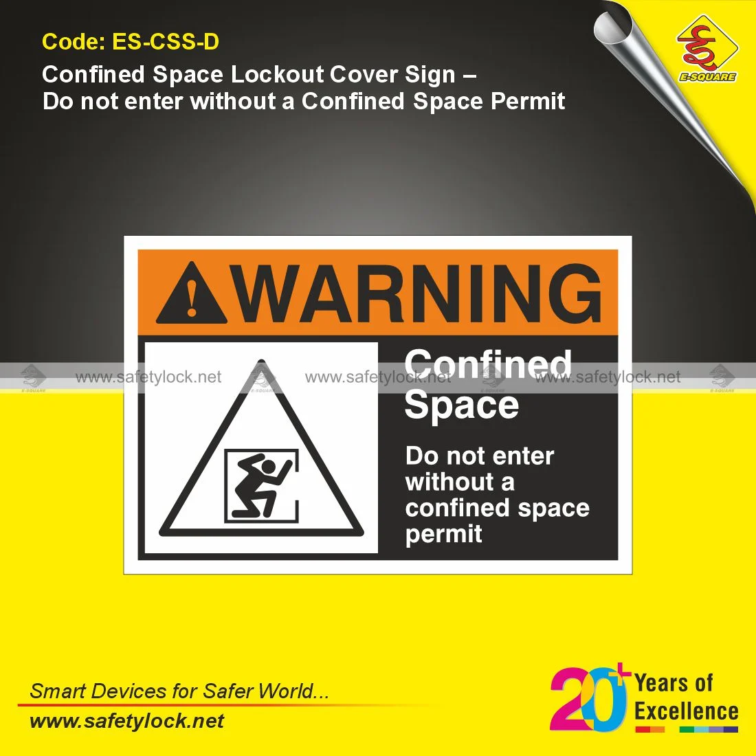 Confined Space Lockout Cover Sign with Do Not Enter Without a Confined Space Permit Message for Workplace Safety Compliance