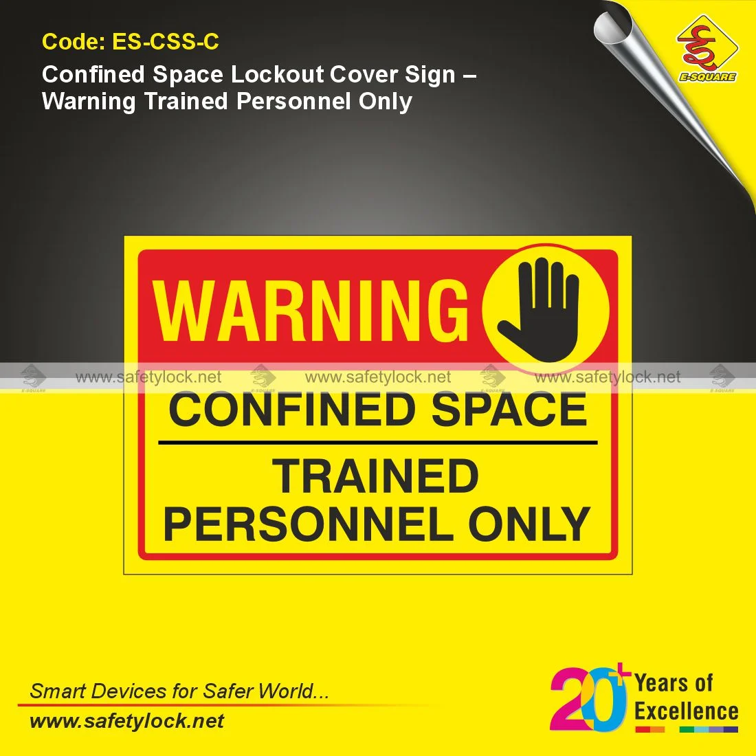 Confined Space Lockout Cover Sign with Warning Trained Personnel Only Message for Industrial Safety Applications