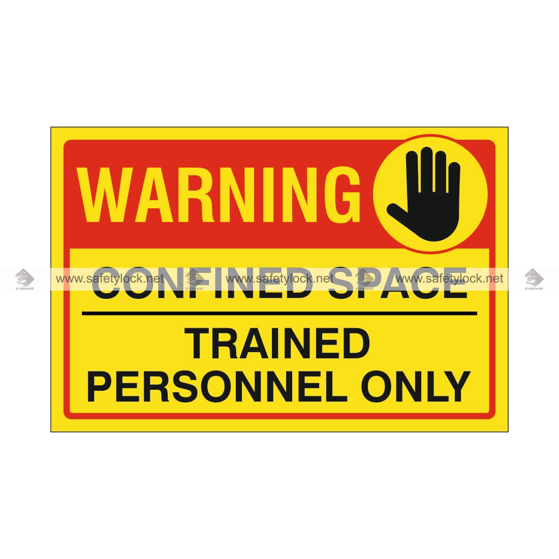 confined space lockout cover sign -warning trained personnel only