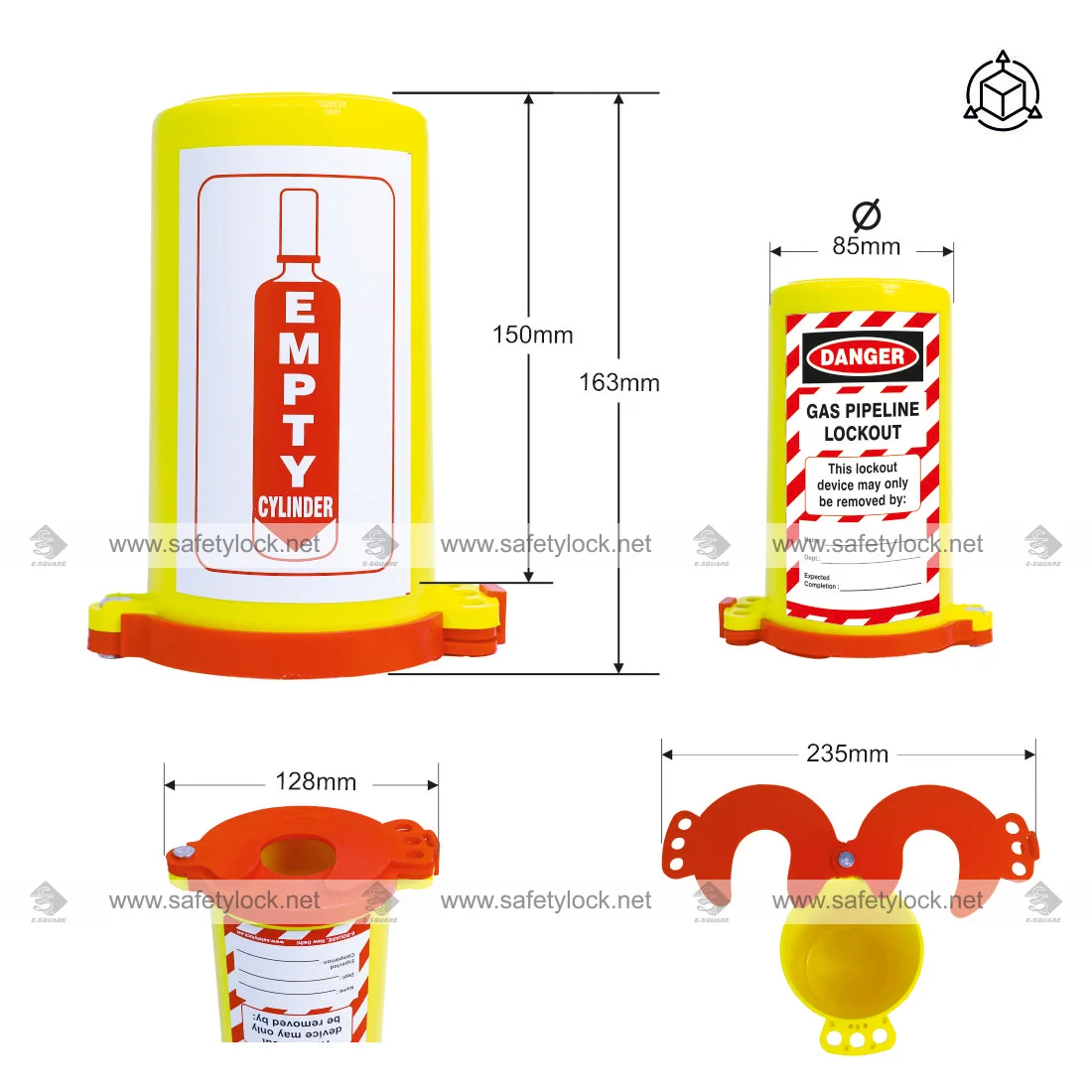 customised cylinder lockout device dimension