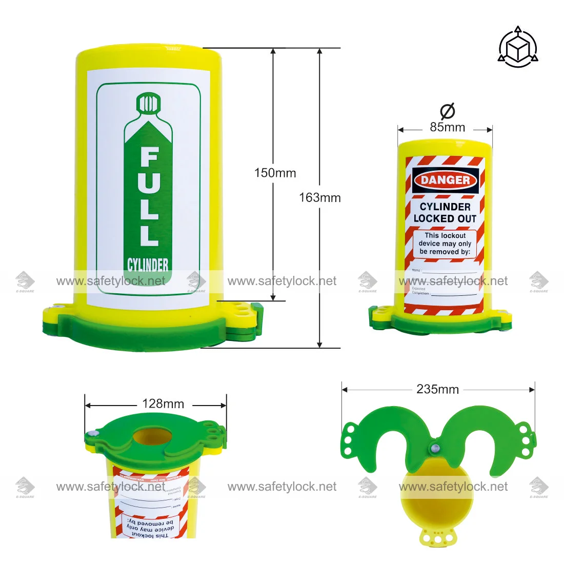 cylinder lockout green lid dimension