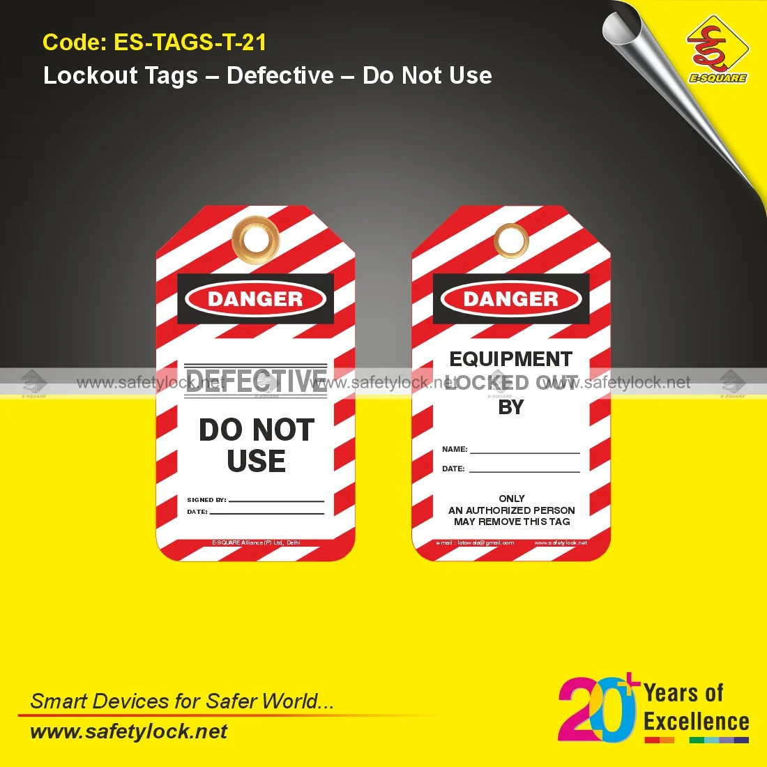 Defective Do Not Use Lockout Tags by E-Square Alliance for Safety Identification Applications