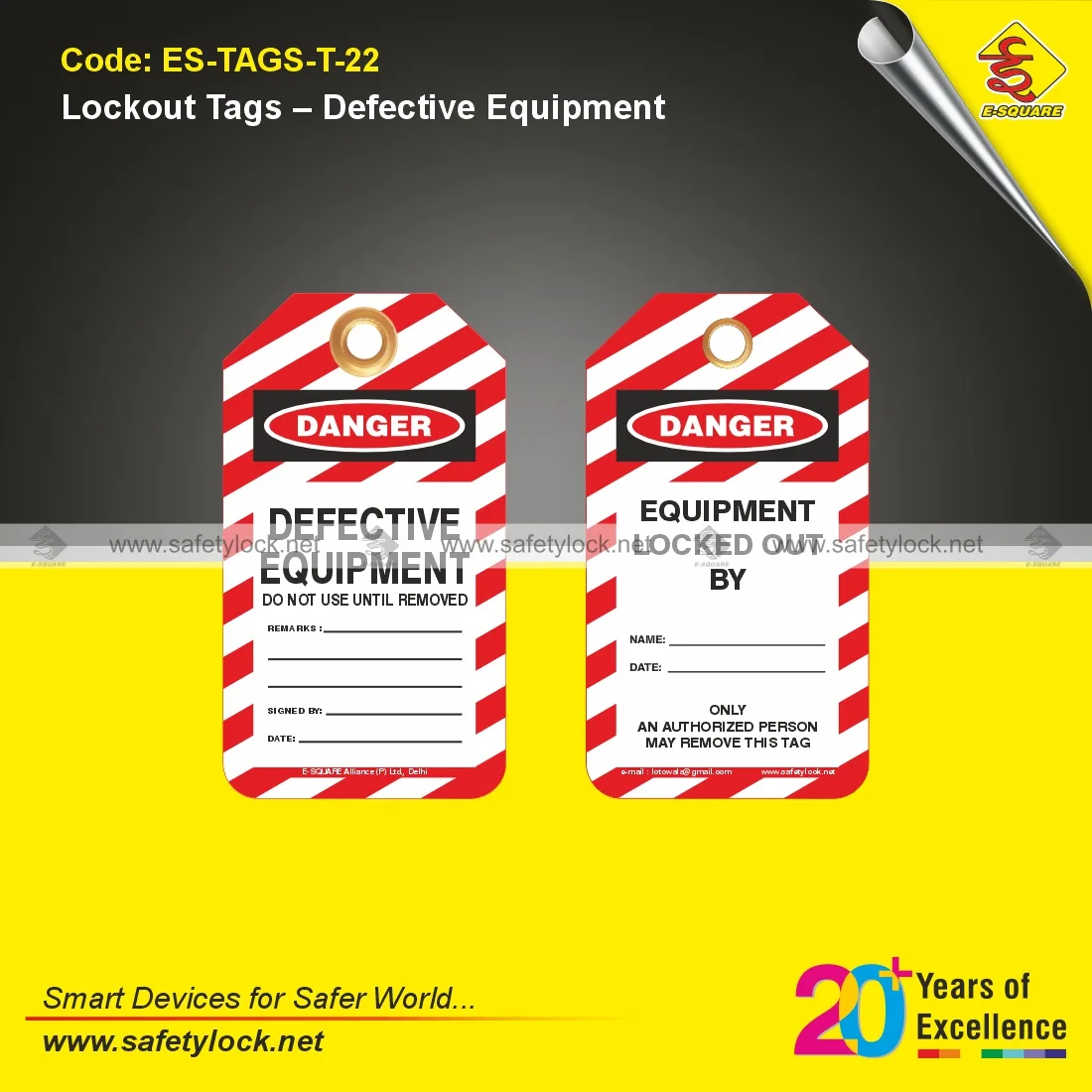 Defective Equipment Lockout Tags for Lockout Tagout Safety Applications