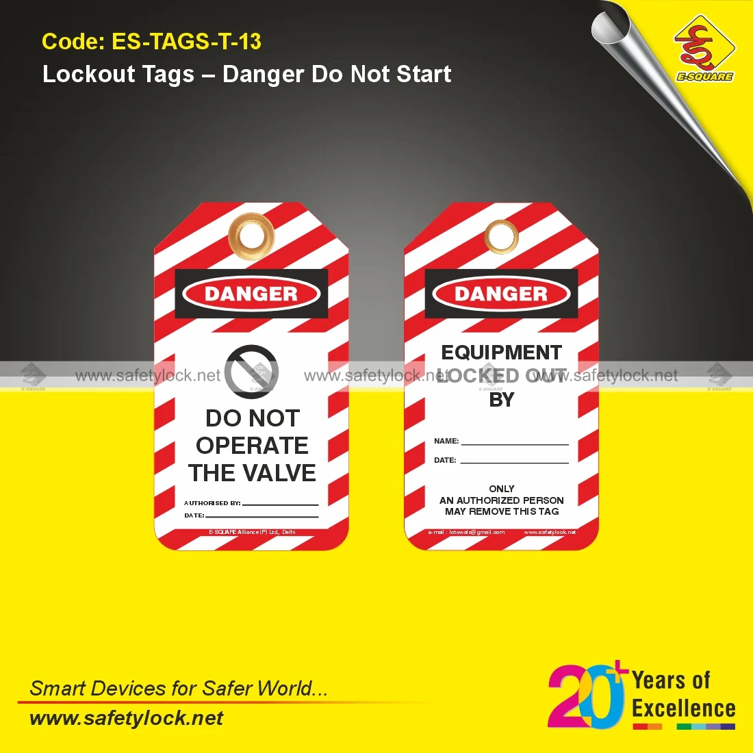 Do Not Operate the Valve Lockout Tags for Machine Safety Lockout Applications