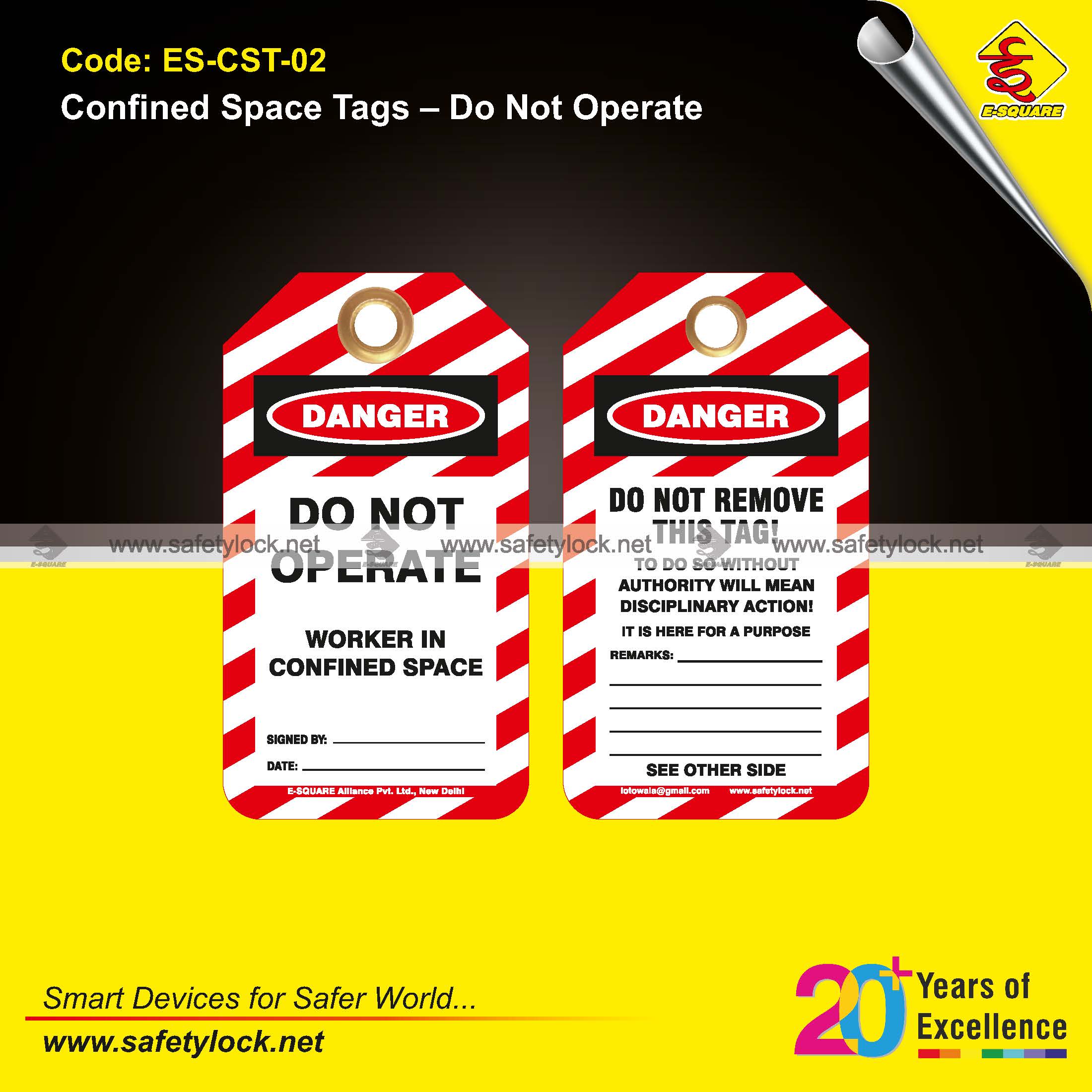 E-Square confined space tags supplier