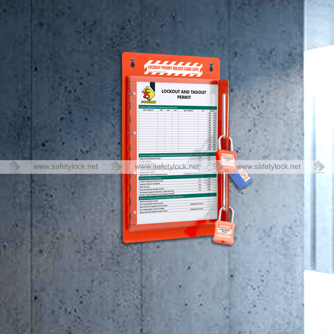 E-Square lockout tagout permit holder