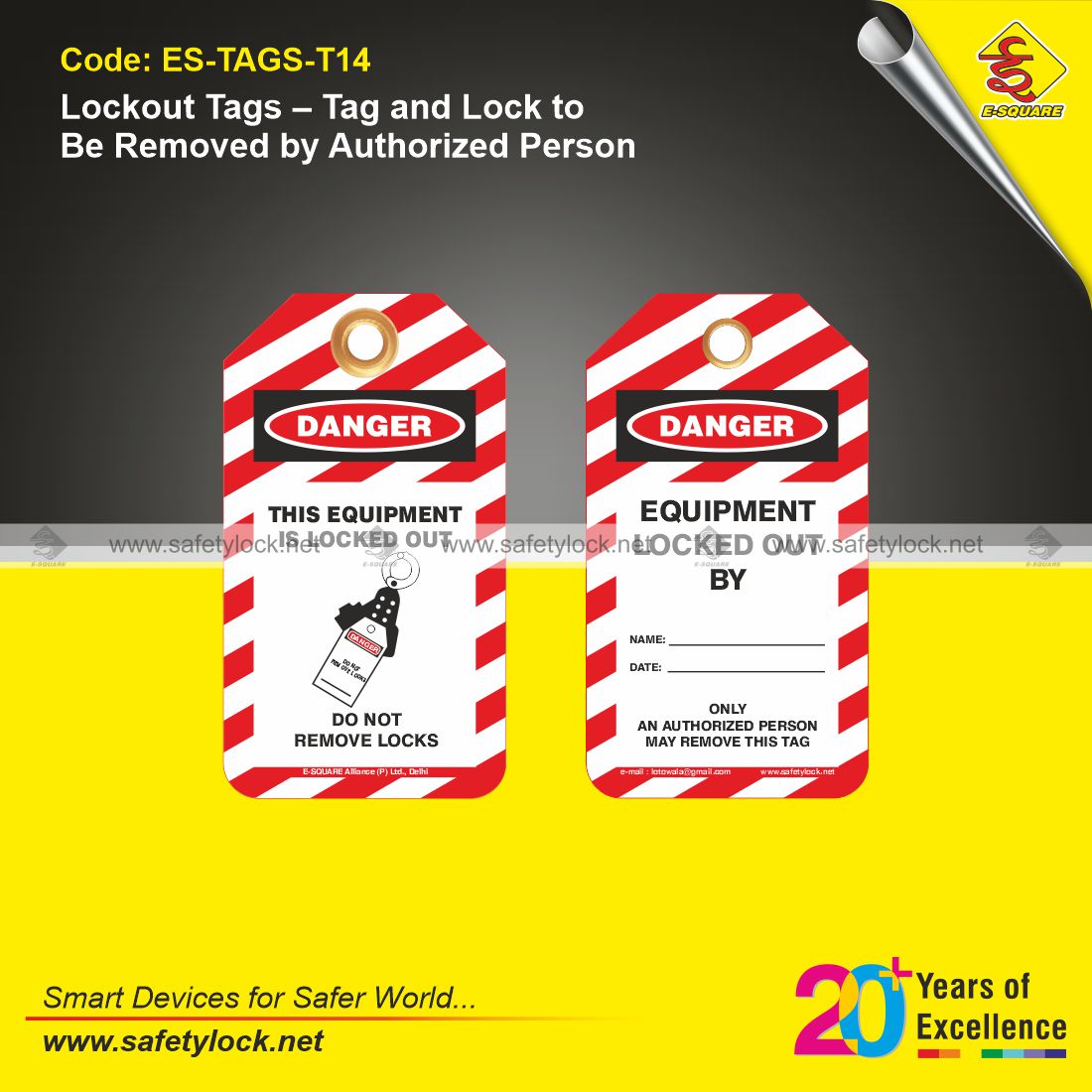 E-Square lockout tagout safety tags