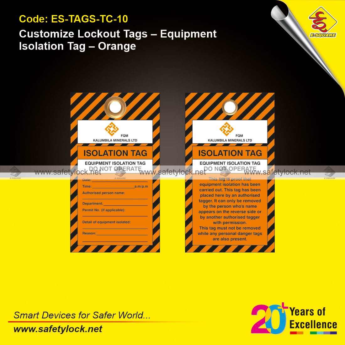 E-Square orange color tags