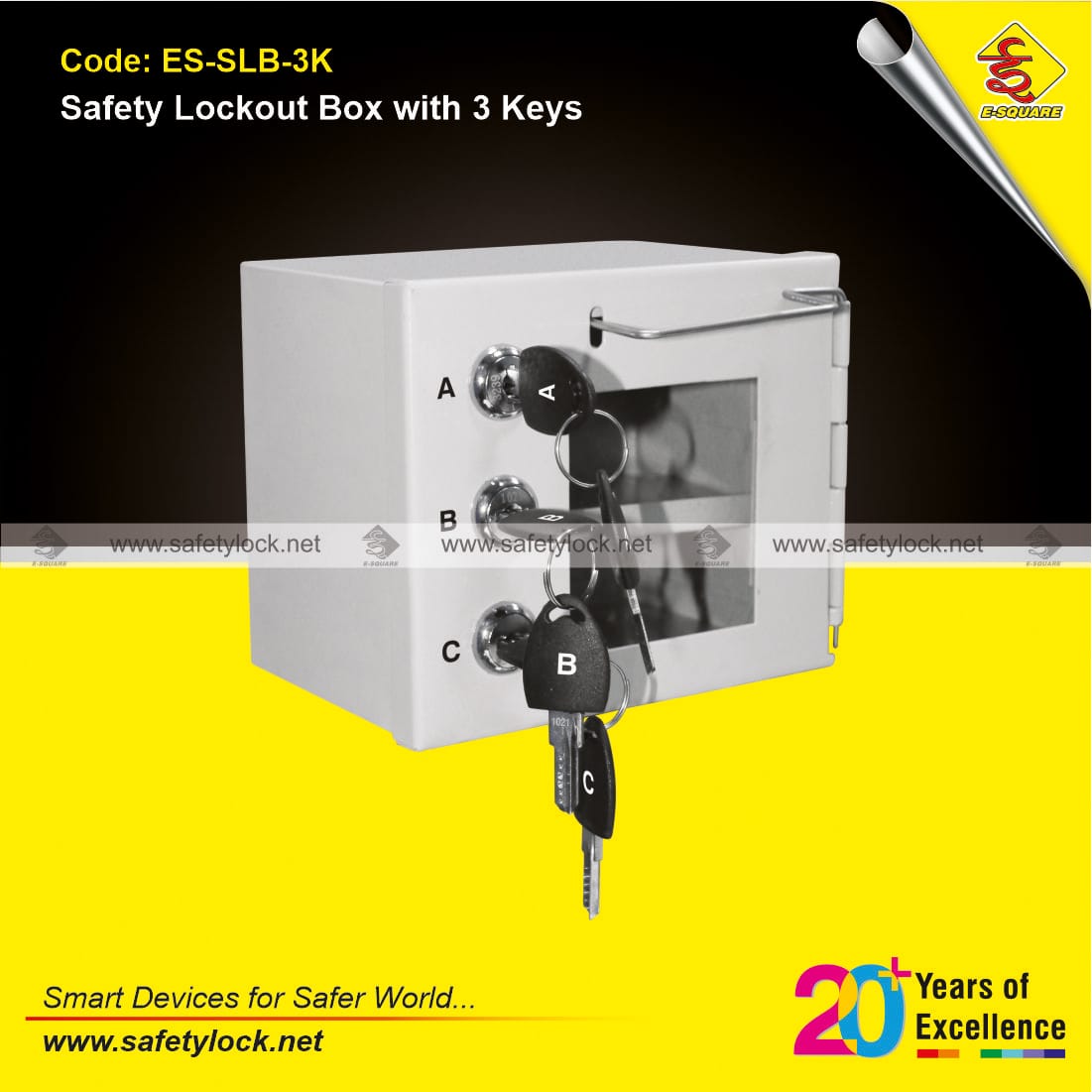E-Square safety lockout box with 3 keys