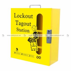 E-Square yellow color lockout tagout station