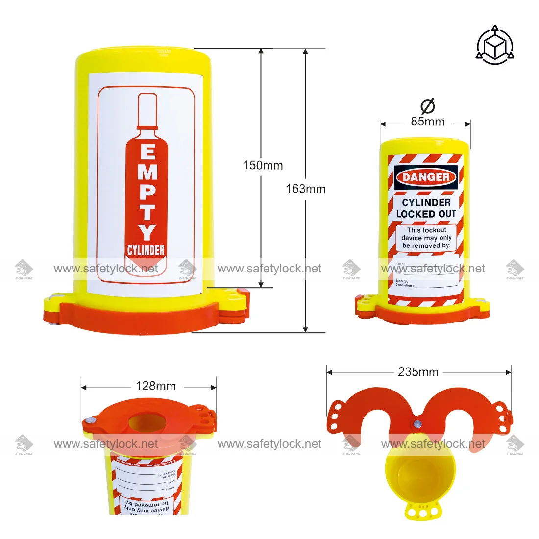 empty cylinder lockout device dimension