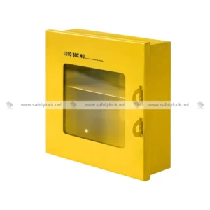 Yellow Group Lock Mini Box with 2 Lock Provisions for Industrial Lockout Tagout Safety, Group Lockout Procedures, and Energy Isolation by E-Square Alliance