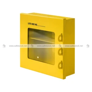 Yellow Group Lock Mini Box with 3 Lock Provisions for Industrial Lockout Tagout Safety, Group Lockout Procedures, and Energy Isolation by E-Square Alliance