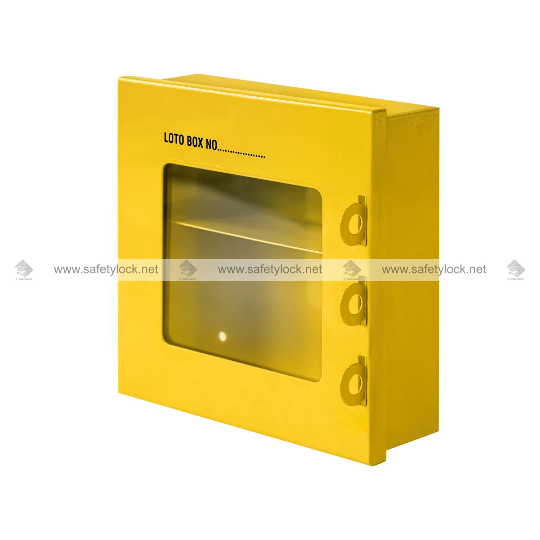 Yellow Group Lock Mini Box with 3 Lock Provisions for Industrial Lockout Tagout Safety, Group Lockout Procedures, and Energy Isolation by E-Square Alliance