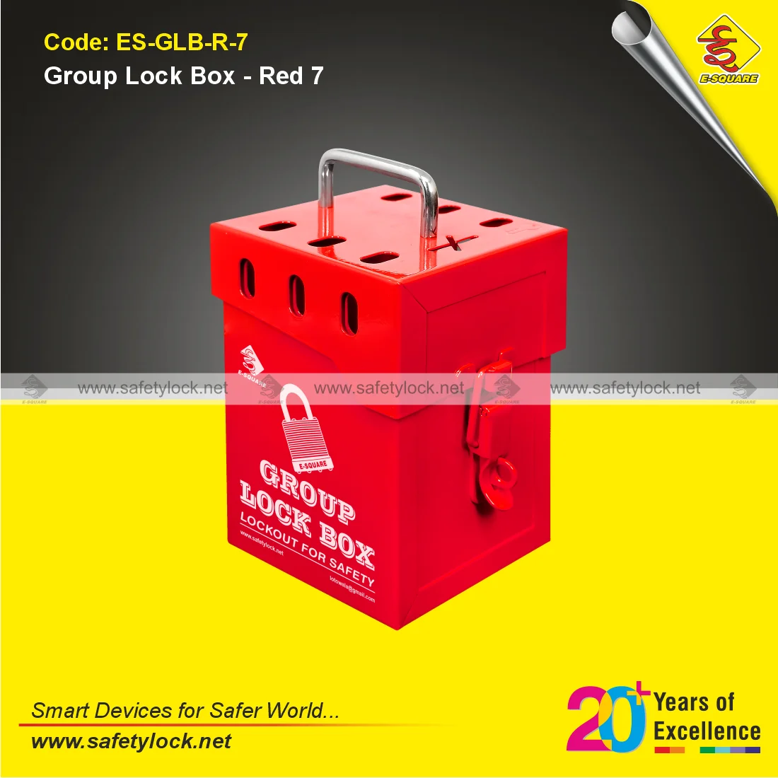 group lockout box red for 7 padlocks