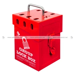 Group Lock Box with 7 Lock Holes in Red for Industrial Lockout Tagout Safety, Group Lockout Procedures, and Energy Isolation by E-Square Alliance