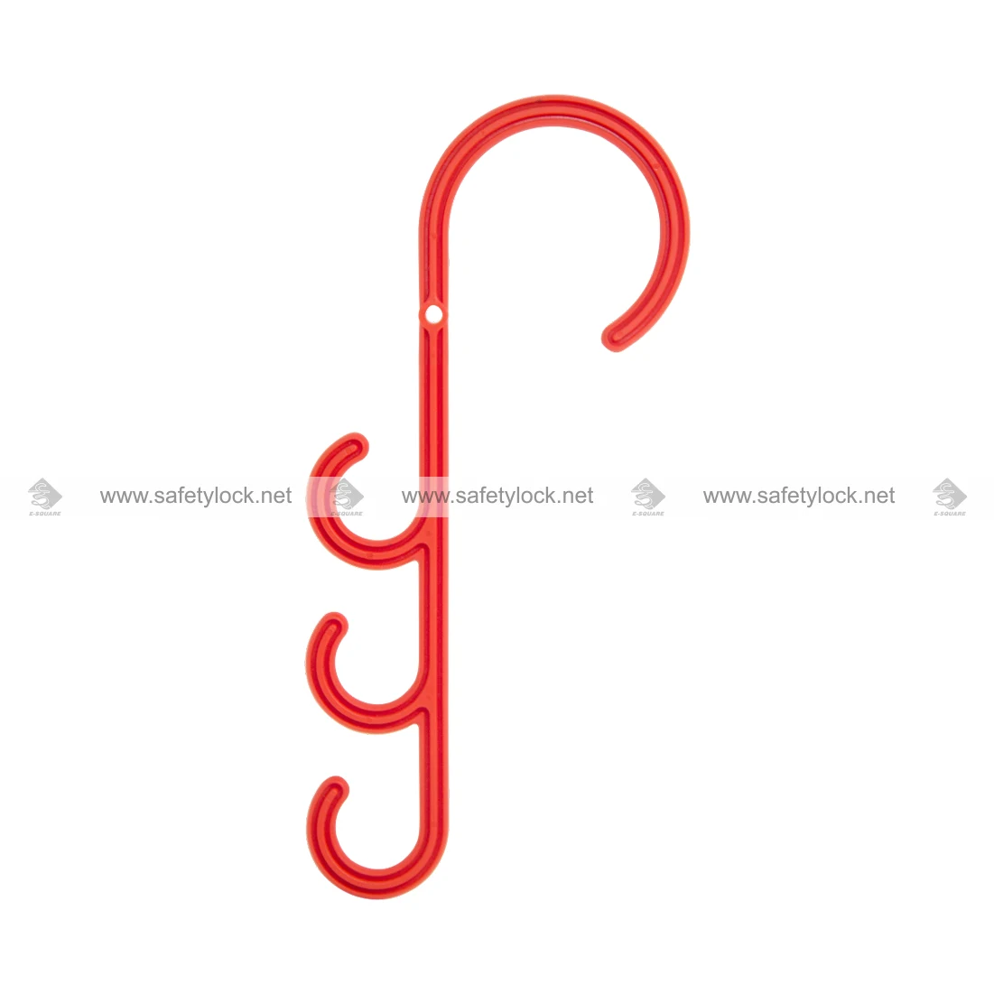 Red Industrial Hanging Tri Hook for Organizing Safety Equipment and Workplace Accessories by E-Square Alliance