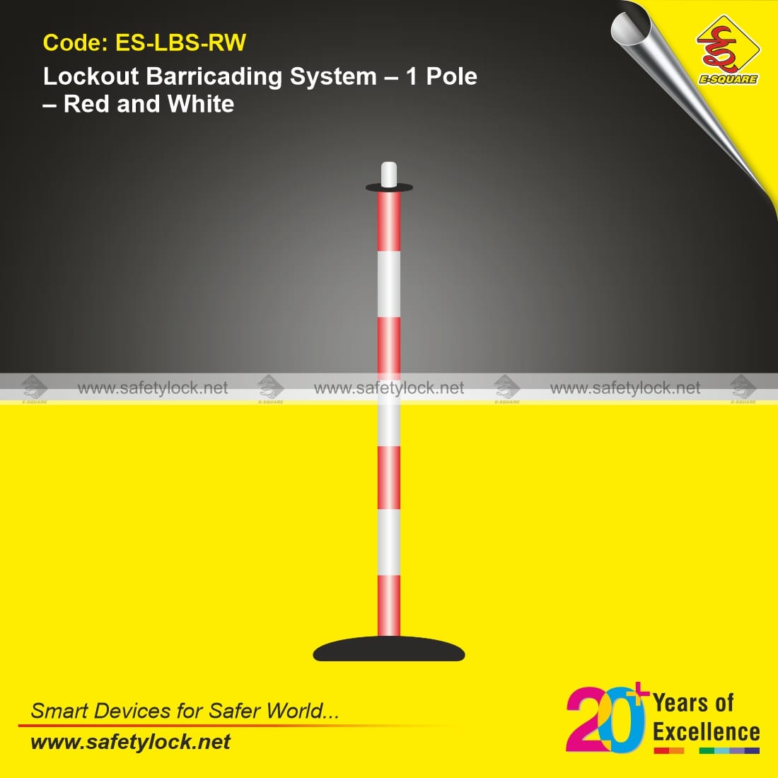 lockout barricading system with 1 pole red and white