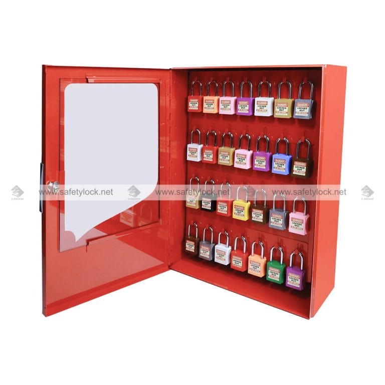 Large Clear Fascia Lockout Padlock Cabinet with 84 Hooks