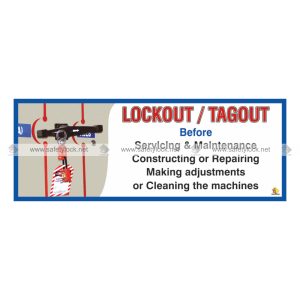 lockout tagout before servicing maintenance safety banner