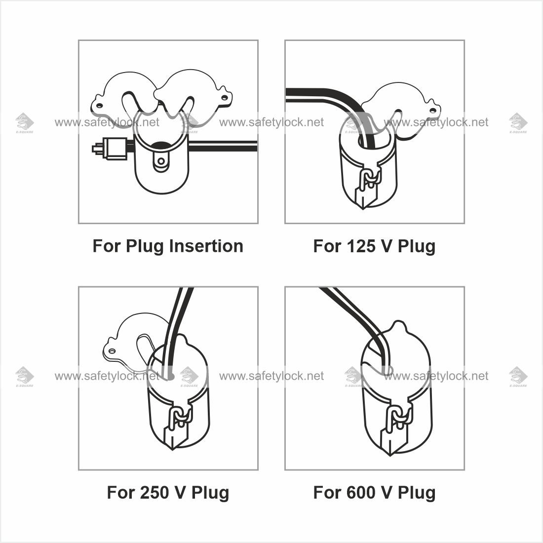 lockout tagout device for 120, 250 and 600 volt plugs