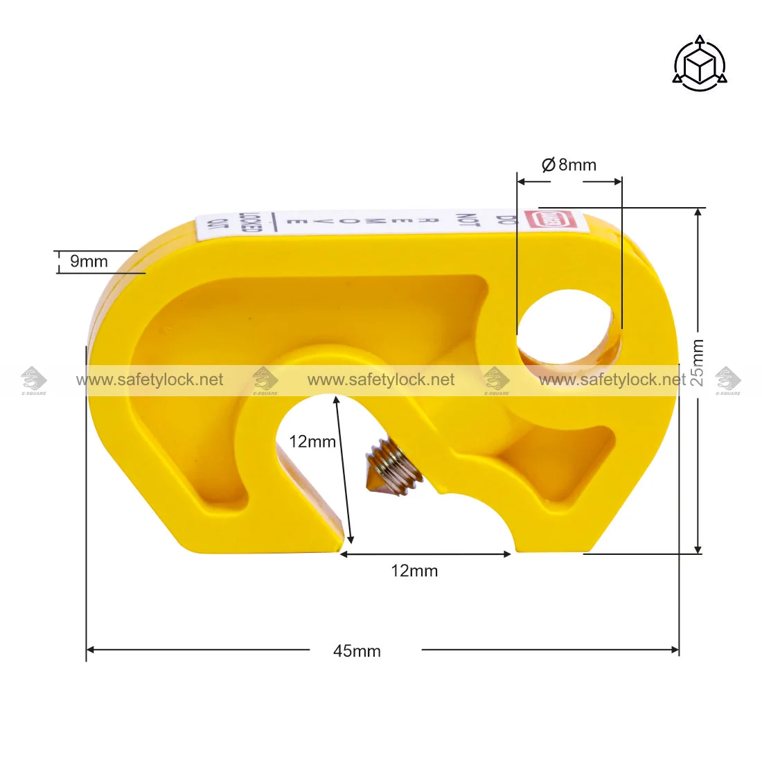 MCB lockout device yellow dimension