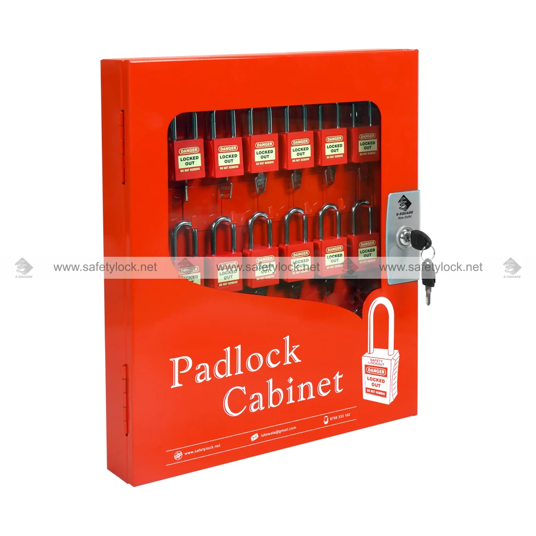 medium size lockout padlock cabinet clear fascia with 21 hooks