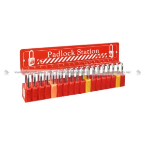 mini lockout padlock station with 18 locks