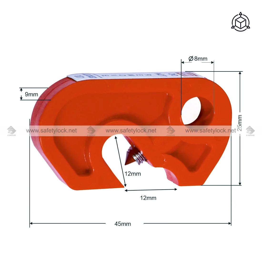 miniature circuit breaker lockout red dimension