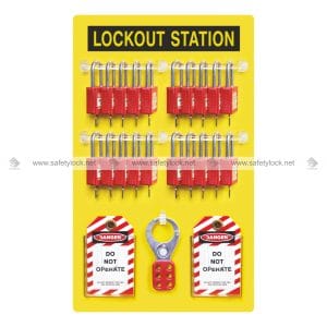 open lockout station with lockout devices