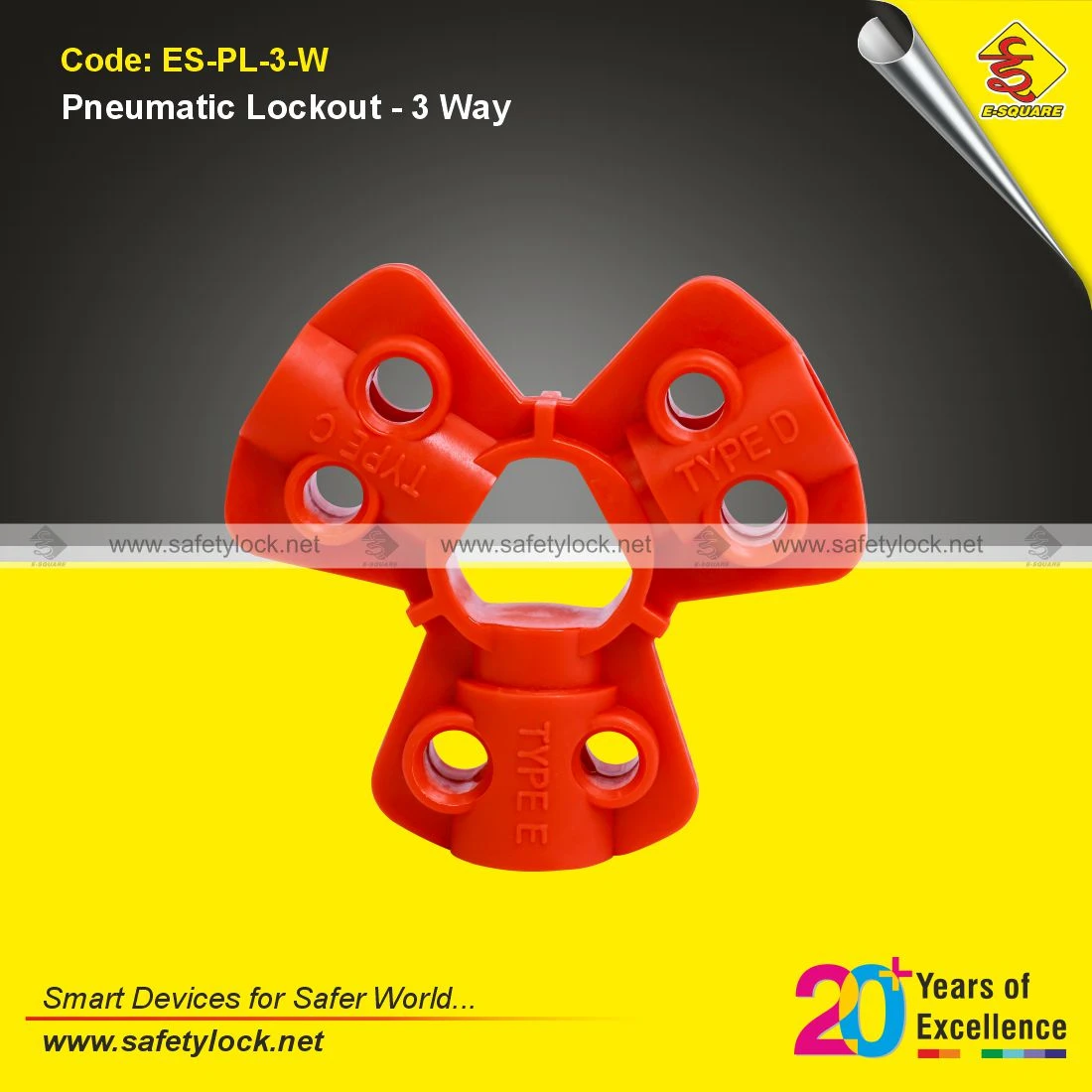 Pneumatic Lockout Device 3 Way for Lockout Tagout and Compressed Air Energy Isolation Applications