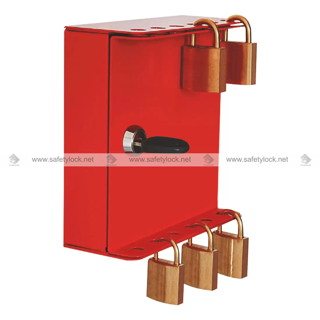 Safety Lockout Box with 1 Key and 12 Holes - Red | E-Square