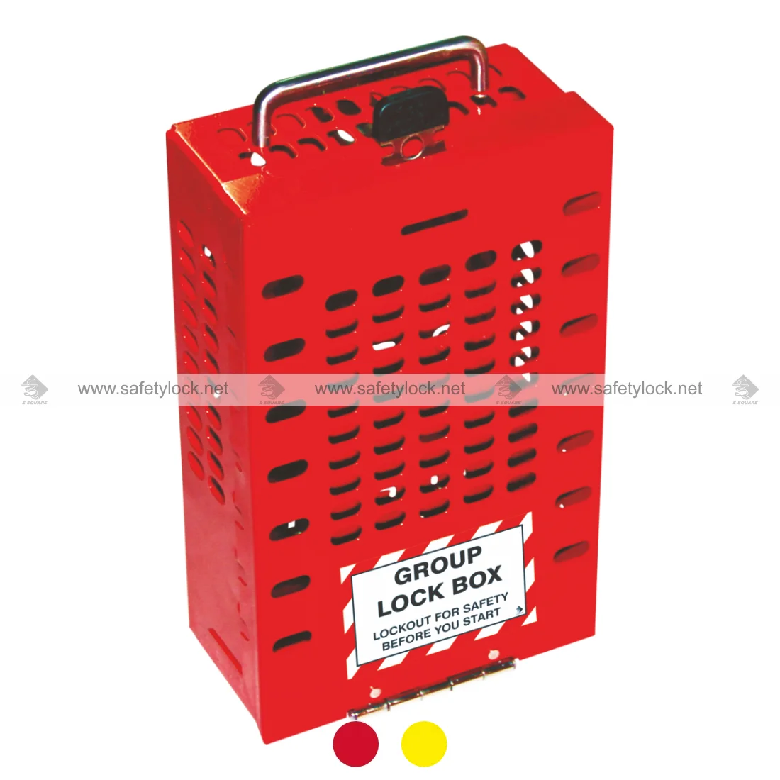 steel group lock box standing by E-Square