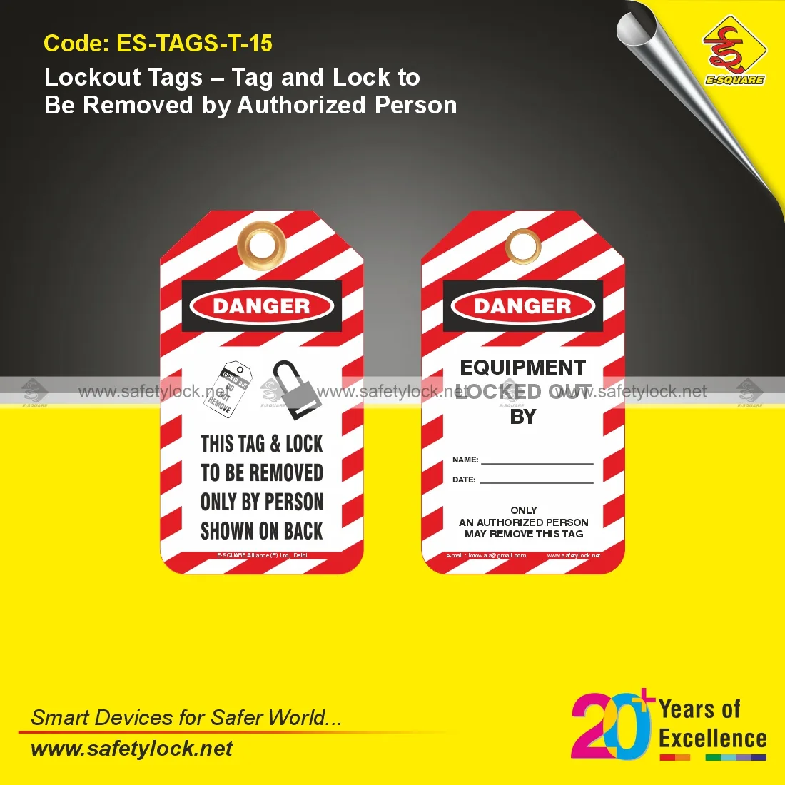 Tag and Lock to Be Removed by Authorized Person Lockout Tag for Workplace Safety Tag Identification