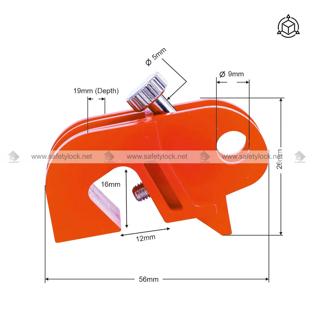 universal circuit breaker lockout with twister screw dimension