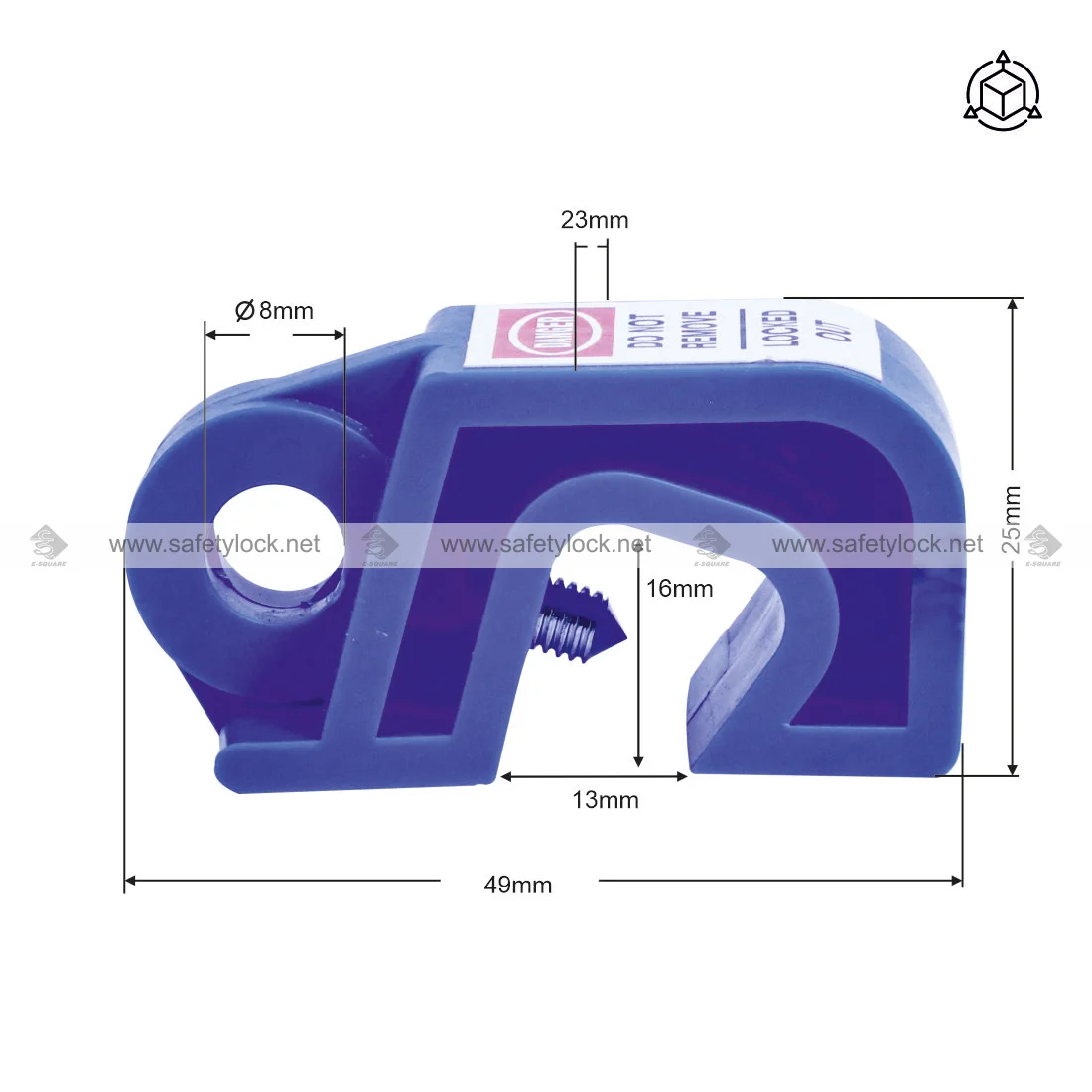 universal miniature circuit breaker lockout blue color dimension