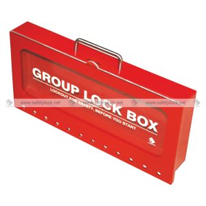 wall mounted group lockout box red