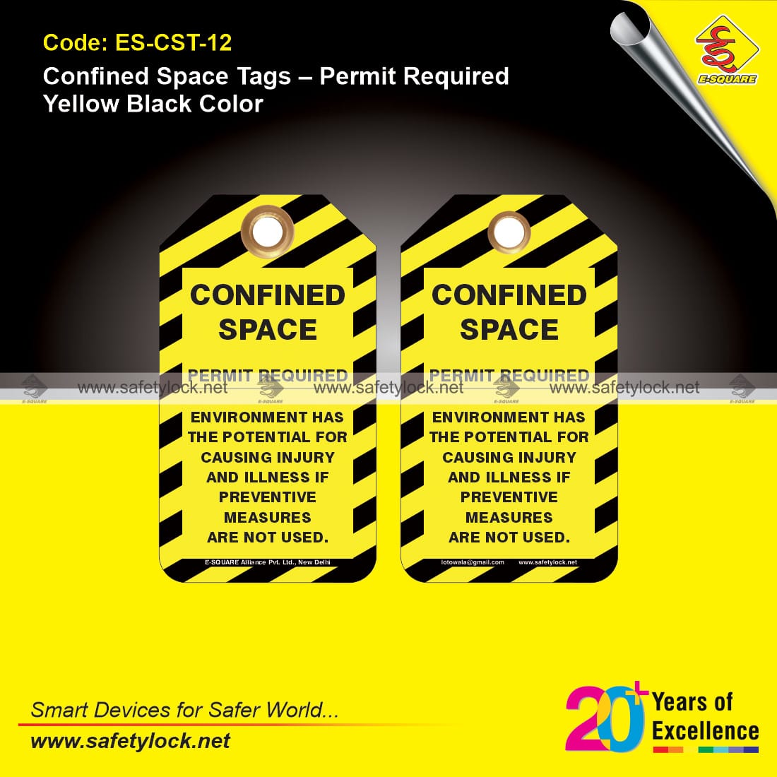 yellow and black confined space tags