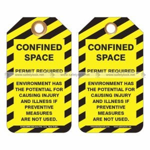 yellow black color confined space tags