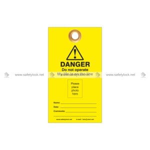 yellow laminated lockout tags