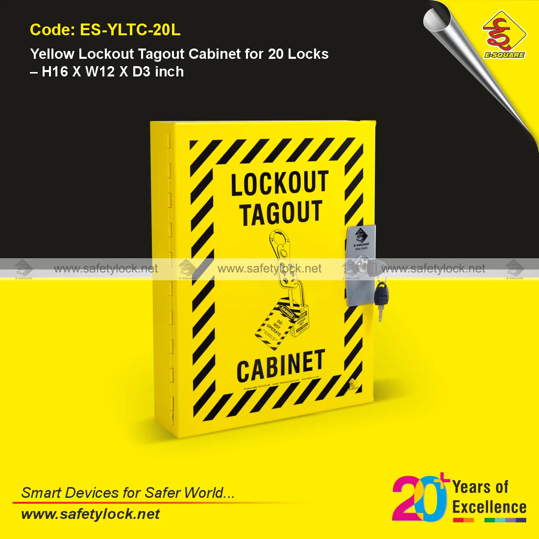 yellow lockout tagout cabinet for 20 padlocks