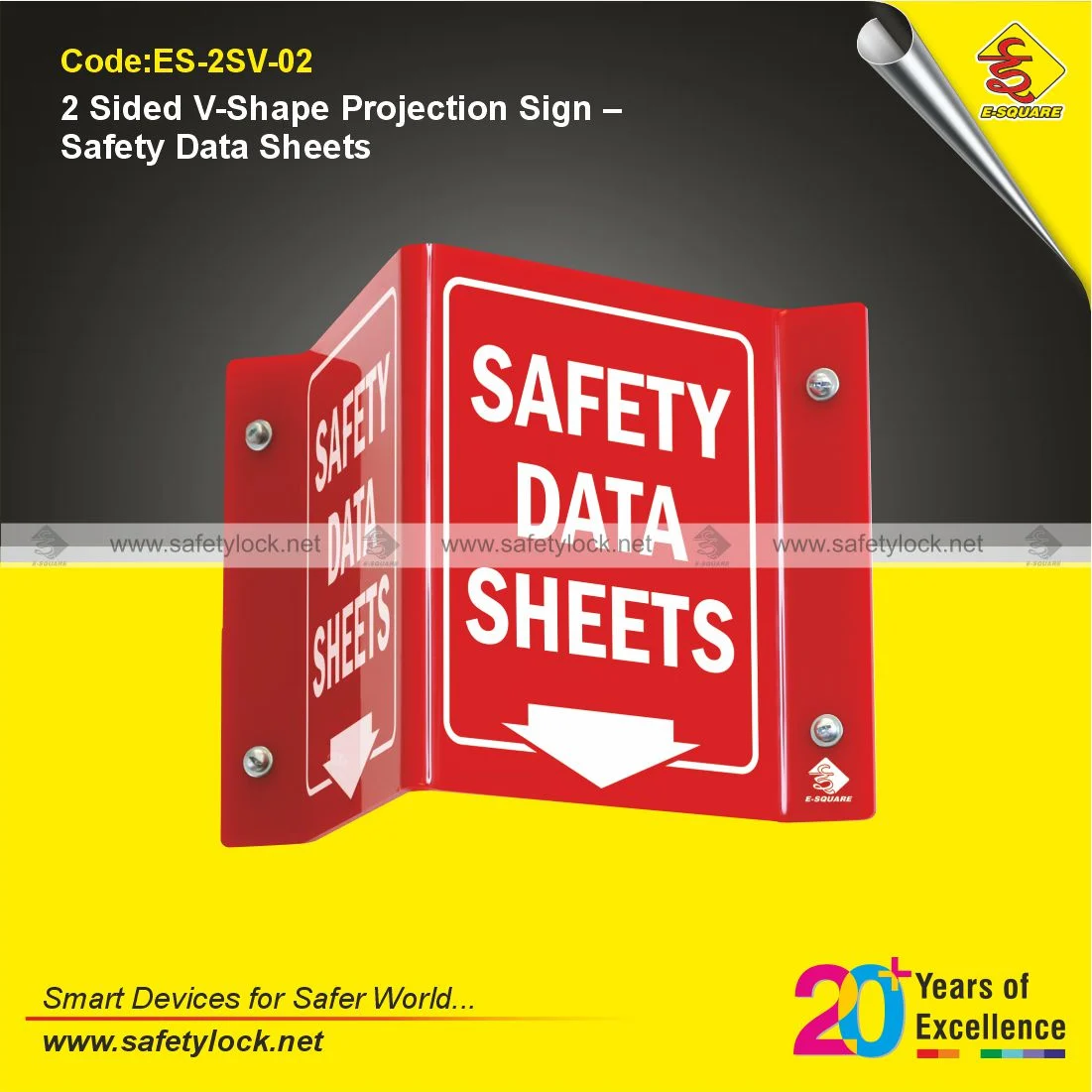 2 Sided V-Shape Projection Sign for Safety Data Sheets and Workplace Safety Identification