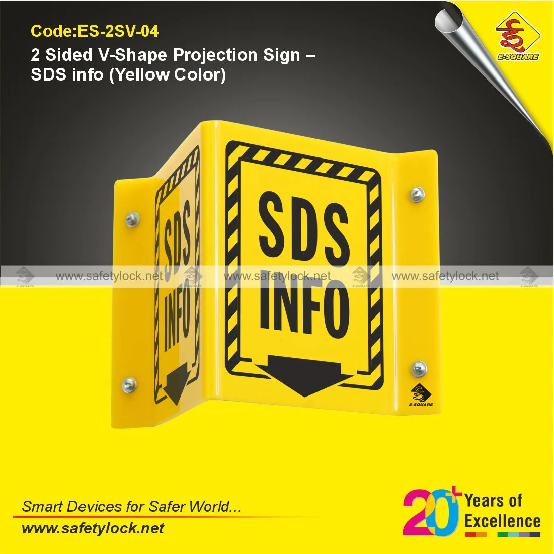 2 Sided V-Shape Projection Sign Displaying SDS Information for Workplace Safety and Hazard Communication