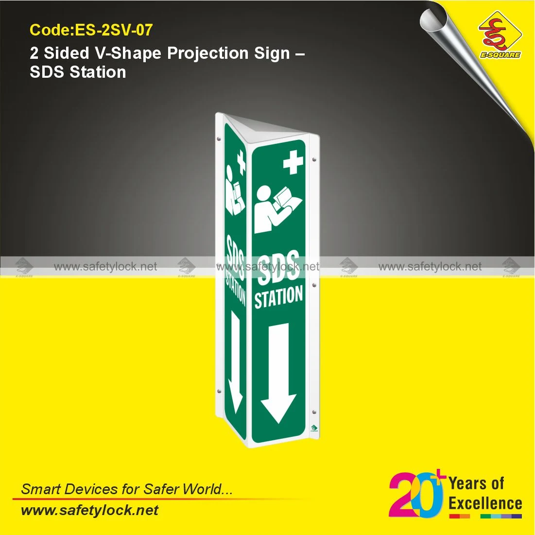 2 Sided V-Shape Projection Sign for SDS Station Identification and Durable Safety Communication